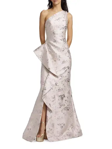 Teri Jon by Rickie Freeman Women's Jacquard One-Shoulder Gown - Blush - Size 16 | Thumbnail 3 Teri Jon by Rickie Freeman Women's Jacquard One-Shoulder Gown - Blush - Size 16 | Thumbnail 3