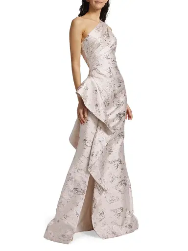 Teri Jon by Rickie Freeman Women's Jacquard One-Shoulder Gown - Blush - Size 16 | Thumbnail 4 Teri Jon by Rickie Freeman Women's Jacquard One-Shoulder Gown - Blush - Size 16 | Thumbnail 4