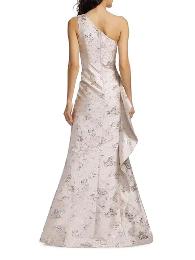 Teri Jon by Rickie Freeman Women's Jacquard One-Shoulder Gown - Blush - Size 16 | Thumbnail 5 Teri Jon by Rickie Freeman Women's Jacquard One-Shoulder Gown - Blush - Size 16 | Thumbnail 5