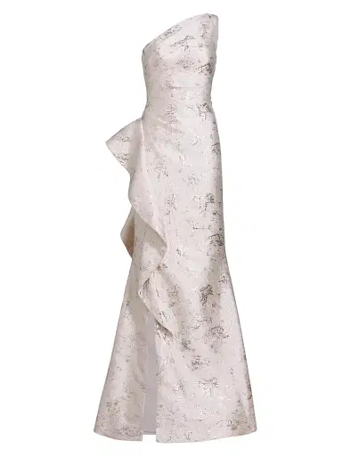 Teri Jon by Rickie Freeman Women's Jacquard One-Shoulder Gown - Blush - Size 16 | Thumbnail 1 Teri Jon by Rickie Freeman Women's Jacquard One-Shoulder Gown - Blush - Size 16 | Thumbnail 1