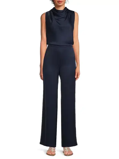 Rue Sophie Women's Mika Satin Cowlneck Sleeveless Top - Navy | Thumbnail 2 Rue Sophie Women's Mika Satin Cowlneck Sleeveless Top - Navy | Thumbnail 2