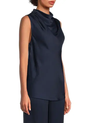 Rue Sophie Women's Mika Satin Cowlneck Sleeveless Top - Navy | Thumbnail 4 Rue Sophie Women's Mika Satin Cowlneck Sleeveless Top - Navy | Thumbnail 4