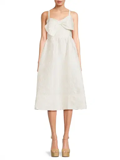 Lilly Pulitzer Women's Ellara Jacquard Bow Midi-Dress - Coconut Leaf - Size 14 | Thumbnail 3 Lilly Pulitzer Women's Ellara Jacquard Bow Midi-Dress - Coconut Leaf - Size 14 | Thumbnail 3