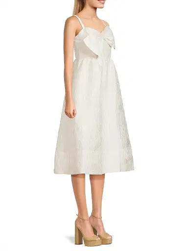 Lilly Pulitzer Women's Ellara Jacquard Bow Midi-Dress - Coconut Leaf - Size 14 | Thumbnail 4 Lilly Pulitzer Women's Ellara Jacquard Bow Midi-Dress - Coconut Leaf - Size 14 | Thumbnail 4