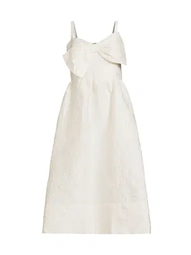 Lilly Pulitzer Women's Ellara Jacquard Bow Midi-Dress - Coconut Leaf - Size 14 | Thumbnail 1 Lilly Pulitzer Women's Ellara Jacquard Bow Midi-Dress - Coconut Leaf - Size 14 | Thumbnail 1
