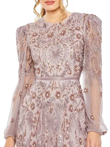 Mac Duggal Women's Beaded & Sequined Puff-Sleeve Gown | Thumbnail 3 Mac Duggal Women's Beaded & Sequined Puff-Sleeve Gown | Thumbnail 3