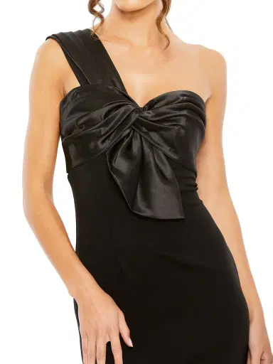 Mac Duggal Women's Half-Bow Bodice Trumpet Gown - Black | Thumbnail 2 Mac Duggal Women's Half-Bow Bodice Trumpet Gown - Black | Thumbnail 2