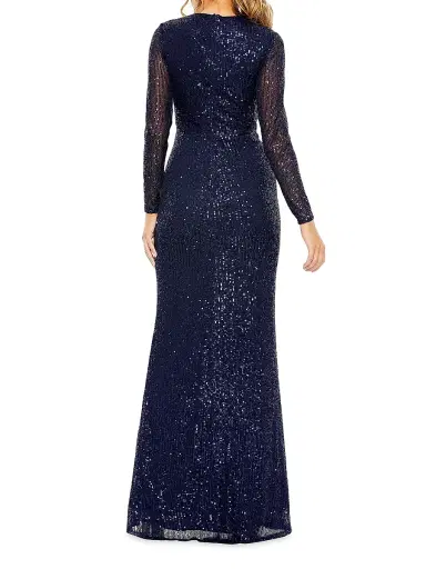 Mac Duggal Women's Sequined Knotted Column Gown - Midnight | Thumbnail 2 Mac Duggal Women's Sequined Knotted Column Gown - Midnight | Thumbnail 2