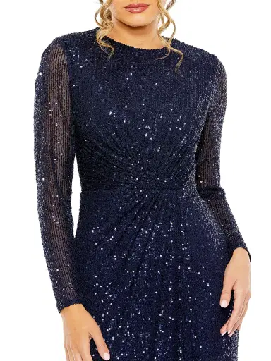 Mac Duggal Women's Sequined Knotted Column Gown - Midnight | Thumbnail 3 Mac Duggal Women's Sequined Knotted Column Gown - Midnight | Thumbnail 3