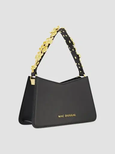 Mac Duggal Women's Mini Floral-Strap Leather Shoulder Bag - Black | Thumbnail 3 Mac Duggal Women's Mini Floral-Strap Leather Shoulder Bag - Black | Thumbnail 3