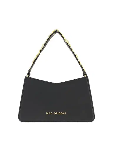 Mac Duggal Women's Mini Floral-Strap Leather Shoulder Bag - Black | Thumbnail 1 Mac Duggal Women's Mini Floral-Strap Leather Shoulder Bag - Black | Thumbnail 1
