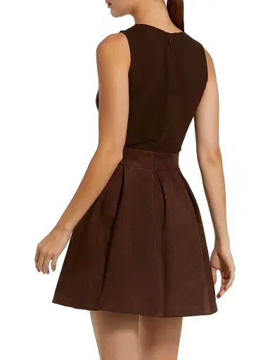 Mac Duggal Women's Mix Media A-Line Minidress - Chocolate | Thumbnail 2 Mac Duggal Women's Mix Media A-Line Minidress - Chocolate | Thumbnail 2