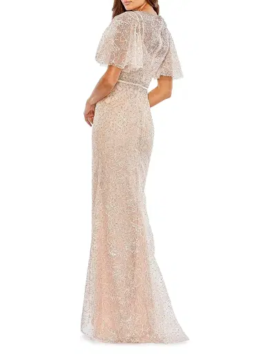 Mac Duggal Women's Embellished Butterfly-Sleeve Column Gown - Blush | Thumbnail 2 Mac Duggal Women's Embellished Butterfly-Sleeve Column Gown - Blush | Thumbnail 2