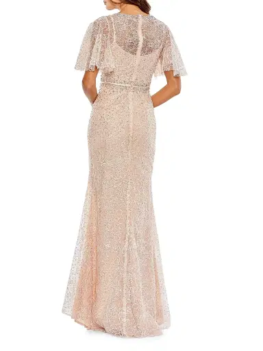 Mac Duggal Women's Embellished Butterfly-Sleeve Column Gown - Blush | Thumbnail 3 Mac Duggal Women's Embellished Butterfly-Sleeve Column Gown - Blush | Thumbnail 3