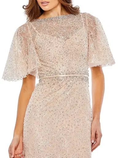 Mac Duggal Women's Embellished Butterfly-Sleeve Column Gown - Blush | Thumbnail 4 Mac Duggal Women's Embellished Butterfly-Sleeve Column Gown - Blush | Thumbnail 4