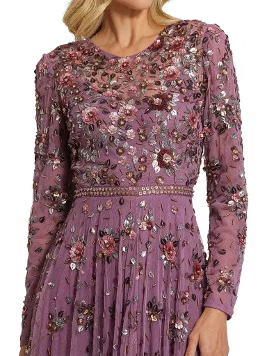 Mac Duggal Women's Floral Embellished Tulle A-Line Gown - Raspberry | Thumbnail 3 Mac Duggal Women's Floral Embellished Tulle A-Line Gown - Raspberry | Thumbnail 3