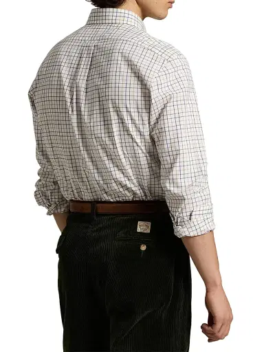 Polo Ralph Lauren Men's Tattersall Poplin Button-Down Shirt - Cream Olive Multi | Thumbnail 4 Polo Ralph Lauren Men's Tattersall Poplin Button-Down Shirt - Cream Olive Multi | Thumbnail 4