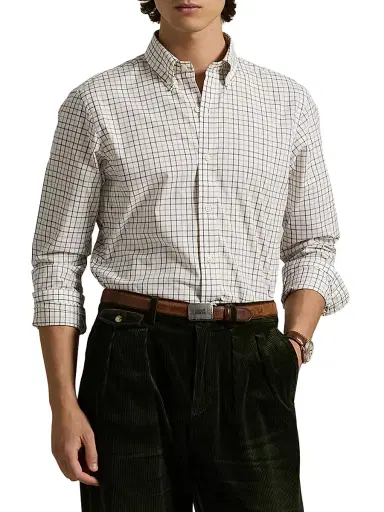 Polo Ralph Lauren Men's Tattersall Poplin Button-Down Shirt - Cream Olive Multi | Thumbnail 7 Polo Ralph Lauren Men's Tattersall Poplin Button-Down Shirt - Cream Olive Multi | Thumbnail 7