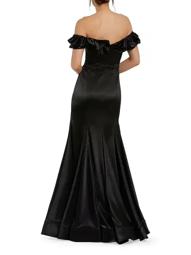 Mac Duggal Women's Satin Ruffled Off-The-Shoulder Mermaid Gown - Black | Thumbnail 2 Mac Duggal Women's Satin Ruffled Off-The-Shoulder Mermaid Gown - Black | Thumbnail 2