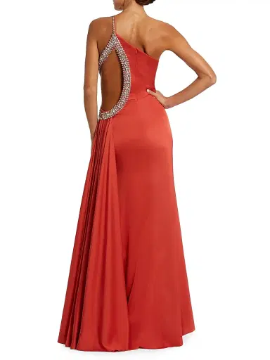 Mac Duggal Women's Jewel-Embellished Side Cut-Out Gown - Red | Thumbnail 2 Mac Duggal Women's Jewel-Embellished Side Cut-Out Gown - Red | Thumbnail 2