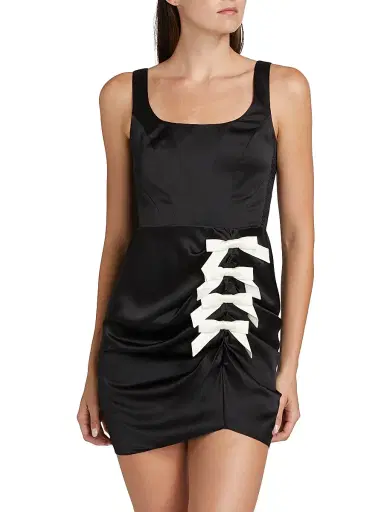 Amanda Uprichard Women's Fiorella Bow-Detail Minidress - Black White | Thumbnail 3 Amanda Uprichard Women's Fiorella Bow-Detail Minidress - Black White | Thumbnail 3