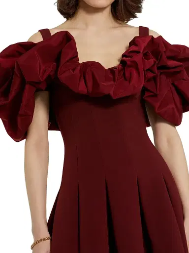 Mac Duggal Women's Crepe Faille Godet-Hem Minidress - Oxblood - Size 6 | Thumbnail 5 Mac Duggal Women's Crepe Faille Godet-Hem Minidress - Oxblood - Size 6 | Thumbnail 5