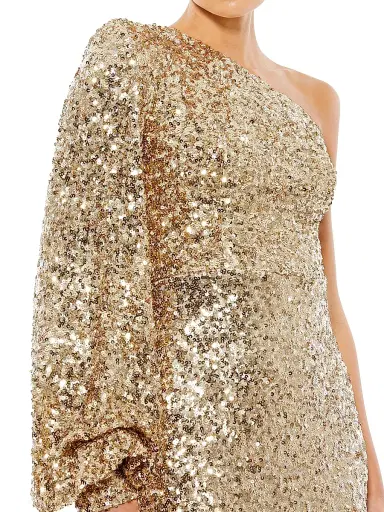 Mac Duggal Women's Metallic One-Shoulder Gown - Gold | Thumbnail 3 Mac Duggal Women's Metallic One-Shoulder Gown - Gold | Thumbnail 3