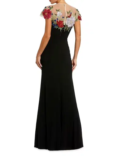 Mac Duggal Women's Floral-Embroidered Jersey Gown | Thumbnail 2 Mac Duggal Women's Floral-Embroidered Jersey Gown | Thumbnail 2