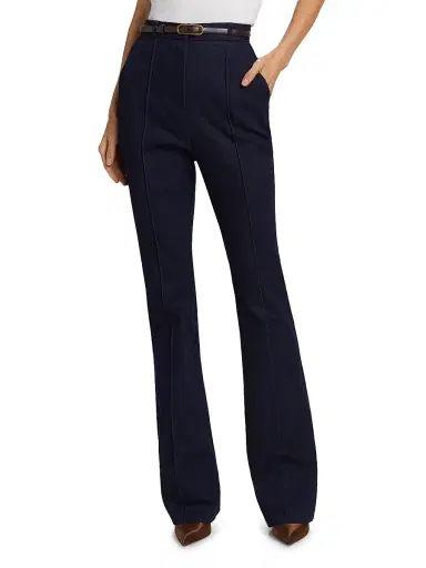 Veronica Beard Women's Gracie Stretch-Denim Belted Pants | Thumbnail 3 Veronica Beard Women's Gracie Stretch-Denim Belted Pants | Thumbnail 3