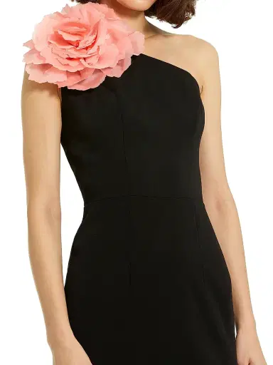 Mac Duggal Women's One-Shoulder Floral Appliqué Midi-Dress - Black | Thumbnail 5 Mac Duggal Women's One-Shoulder Floral Appliqué Midi-Dress - Black | Thumbnail 5