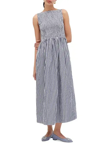 Hill House Home Women's The Cosima Nap Dress - Navy Stripe | Thumbnail 2 Hill House Home Women's The Cosima Nap Dress - Navy Stripe | Thumbnail 2