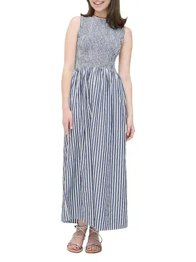 Hill House Home Women's The Cosima Nap Dress - Navy Stripe | Thumbnail 3 Hill House Home Women's The Cosima Nap Dress - Navy Stripe | Thumbnail 3