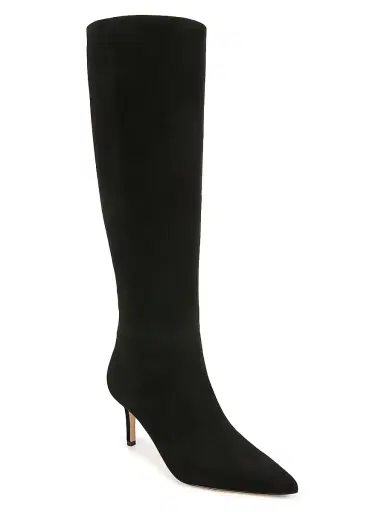 Veronica Beard Women's Lisa 70MM Tall-Shaft Wide-Calf Suede Boots - Black | Thumbnail 2 Veronica Beard Women's Lisa 70MM Tall-Shaft Wide-Calf Suede Boots - Black | Thumbnail 2