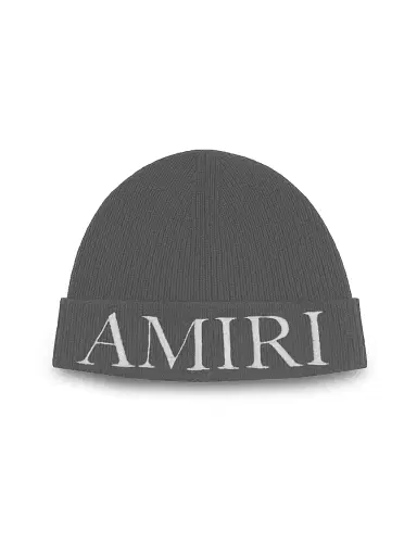 AMIRI Men's Logo Wool Beanie - Stone | Thumbnail 1 AMIRI Men's Logo Wool Beanie - Stone | Thumbnail 1