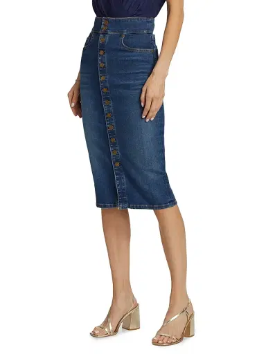 Ramy Brook Women's Karter Denim High-Waisted Midi-Skirt - Medium Wash | Thumbnail 4 Ramy Brook Women's Karter Denim High-Waisted Midi-Skirt - Medium Wash | Thumbnail 4
