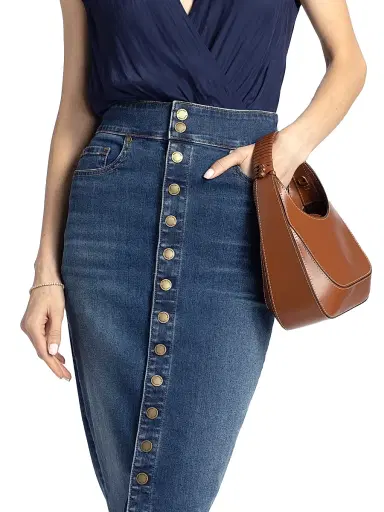 Ramy Brook Women's Karter Denim High-Waisted Midi-Skirt - Medium Wash | Thumbnail 6 Ramy Brook Women's Karter Denim High-Waisted Midi-Skirt - Medium Wash | Thumbnail 6