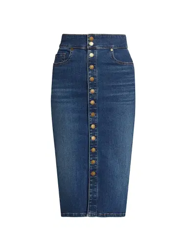 Ramy Brook Women's Karter Denim High-Waisted Midi-Skirt - Medium Wash | Thumbnail 1 Ramy Brook Women's Karter Denim High-Waisted Midi-Skirt - Medium Wash | Thumbnail 1