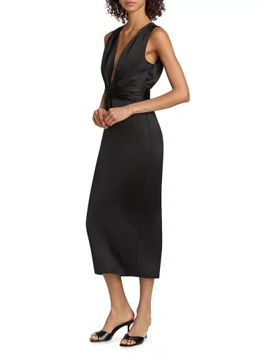 Ramy Brook Women's Talon Satin Plunge Midi-Dress - Black | Thumbnail 4 Ramy Brook Women's Talon Satin Plunge Midi-Dress - Black | Thumbnail 4