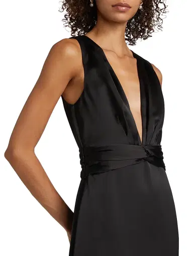 Ramy Brook Women's Talon Satin Plunge Midi-Dress - Black | Thumbnail 6 Ramy Brook Women's Talon Satin Plunge Midi-Dress - Black | Thumbnail 6