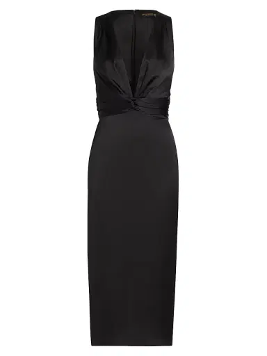 Ramy Brook Women's Talon Satin Plunge Midi-Dress - Black | Thumbnail 1 Ramy Brook Women's Talon Satin Plunge Midi-Dress - Black | Thumbnail 1