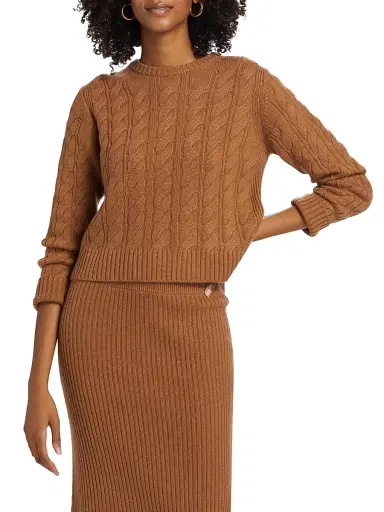 Saks Fifth Avenue Women's Cable-Knit Cashmere Pullover - Macchiato | Thumbnail 3 Saks Fifth Avenue Women's Cable-Knit Cashmere Pullover - Macchiato | Thumbnail 3