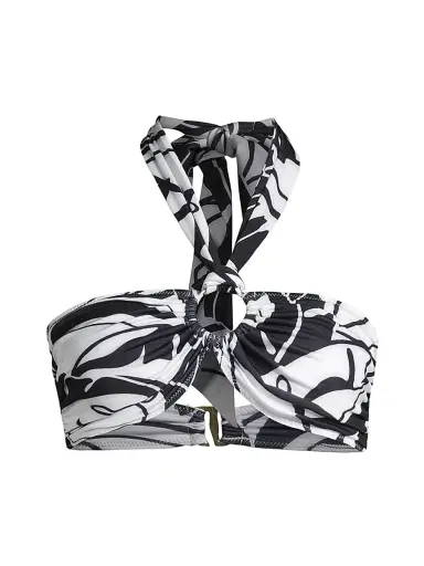 Ramy Brook Women's Marie Palm Print Bikini Top - Black White Exotic Palm - Size Large | Thumbnail 1 Ramy Brook Women's Marie Palm Print Bikini Top - Black White Exotic Palm - Size Large | Thumbnail 1