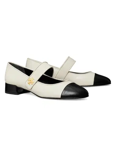 Tory Burch Women's Cap-Toe Mary Jane Ballet Flats - Cream Black - Size 9.5 | Thumbnail 2 Tory Burch Women's Cap-Toe Mary Jane Ballet Flats - Cream Black - Size 9.5 | Thumbnail 2