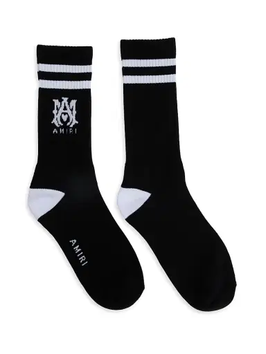 Amiri Men's MA Core Cotton-Blend Ribbed Socks - Black White | Thumbnail 1 Amiri Men's MA Core Cotton-Blend Ribbed Socks - Black White | Thumbnail 1