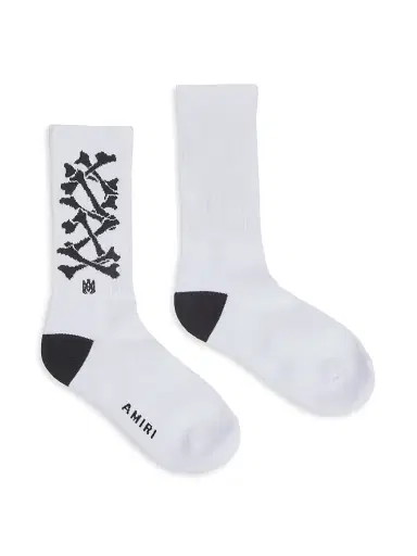AMIRI Men's Bones Stacked Cotton-Blend Socks - White Black - Size Small | Thumbnail 1 AMIRI Men's Bones Stacked Cotton-Blend Socks - White Black - Size Small | Thumbnail 1