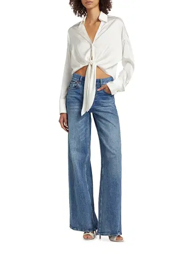 Ramy Brook Women's Farrah Silk Tie-Front Shirt - | Thumbnail 2 Ramy Brook Women's Farrah Silk Tie-Front Shirt - | Thumbnail 2