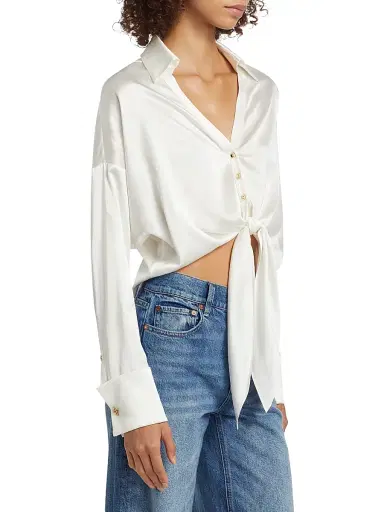 Ramy Brook Women's Farrah Silk Tie-Front Shirt - | Thumbnail 4 Ramy Brook Women's Farrah Silk Tie-Front Shirt - | Thumbnail 4