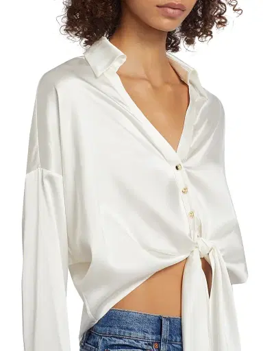 Ramy Brook Women's Farrah Silk Tie-Front Shirt - | Thumbnail 6 Ramy Brook Women's Farrah Silk Tie-Front Shirt - | Thumbnail 6
