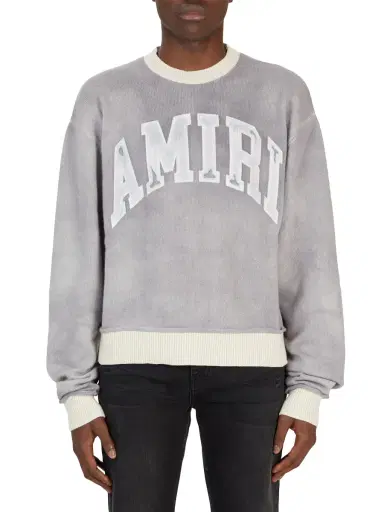 Amiri Men's Vintage Cashmere Logo Crewneck Sweatshirt - Grey | Thumbnail 2 Amiri Men's Vintage Cashmere Logo Crewneck Sweatshirt - Grey | Thumbnail 2