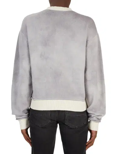 Amiri Men's Vintage Cashmere Logo Crewneck Sweatshirt - Grey | Thumbnail 1 Amiri Men's Vintage Cashmere Logo Crewneck Sweatshirt - Grey | Thumbnail 1